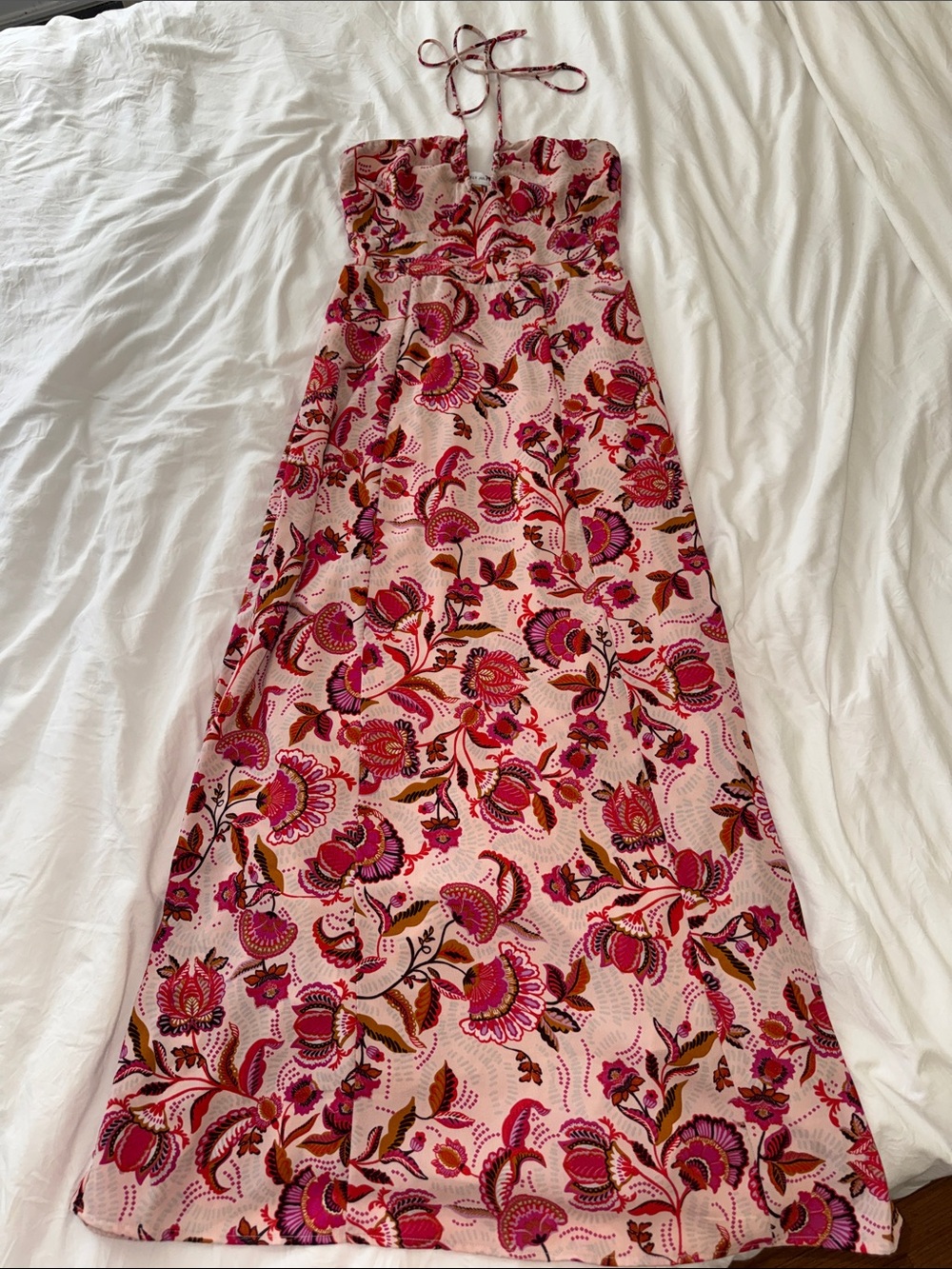 Sincerely Jules Pink Floral Halter Maxi Dress